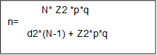             N* Z2 *p*q
n= 
       d2*(N-1) + Z2*p*q
